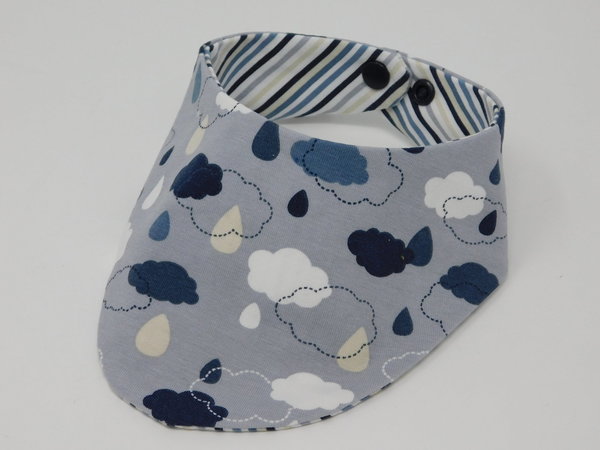 Regenwolken Babyhalstuch blau/grau, verstellbar, wendbar, Trocknergeeignet, 6 - 18 Monate Gr. II