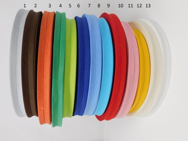 Schrägbänder gefalzt 20mm 100% Baumwolle viele Farben - kochecht - farbecht