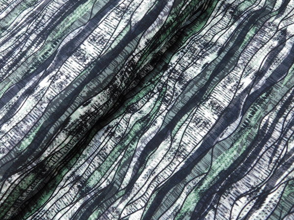 Viskose Jersey Streifenmuster dunkelgrün - schwarz Stoffe Elastan