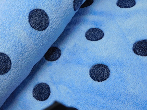 Kuschelfleece - Carlos Punkte blau gepunktet Stoff Fleece Plüsch