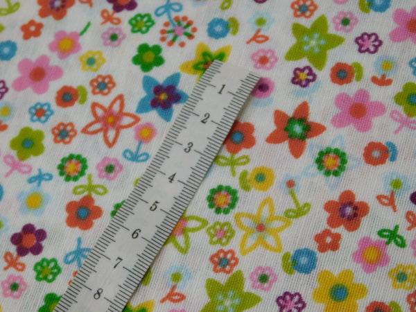 Dekostoff kleine bunten Blüten / Blumen allover Stoffe Baumwolle Polyester