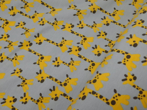 Avalana Jersey kleine Giraffen  - grau / gelb Kinderstoff Baumwolle Elastan