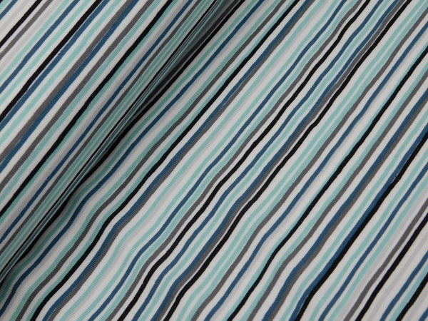 Avalana Jersey Streifen  -  weiß / aqua / blau / schwarz / beige / taupe Stoff gestreift Baumwolle