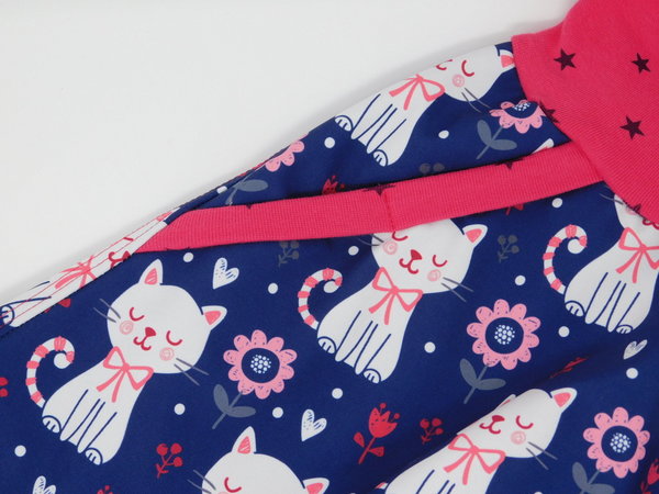 Softshellhose bunte Kätzchen dunkelblau/pink Gr. 104 - lange Bündchen  mit 2 Taschen - annettes-shop