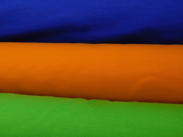 French Terry Sommersweat Kinderstoff uni blau hellgrün orange - annettes-shop