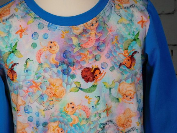 kleine Meerungfrauen Kinder Shirt türkis 92 - 110 - geeignet für Wäschetrockner