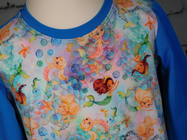 kleine Meerungfrauen Kinder Shirt türkis 92 - 110 - geeignet für Wäschetrockner