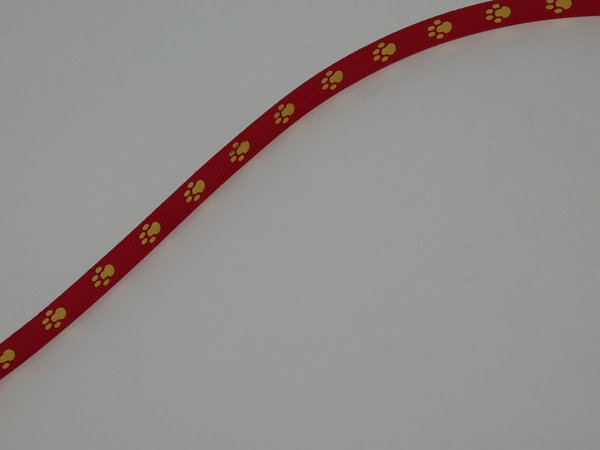Ripsband 9mm breite - rot und dunkelblau mit Hundepfötchen - annettes-shop