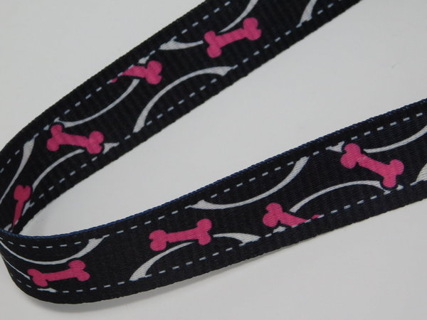 Ripsband 20mm breite - schwarz mit lila Knöchlein - annettes-shop